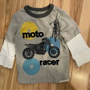 GAP Kids Moto Racer Gray Tee with Blue and Yellow Accents